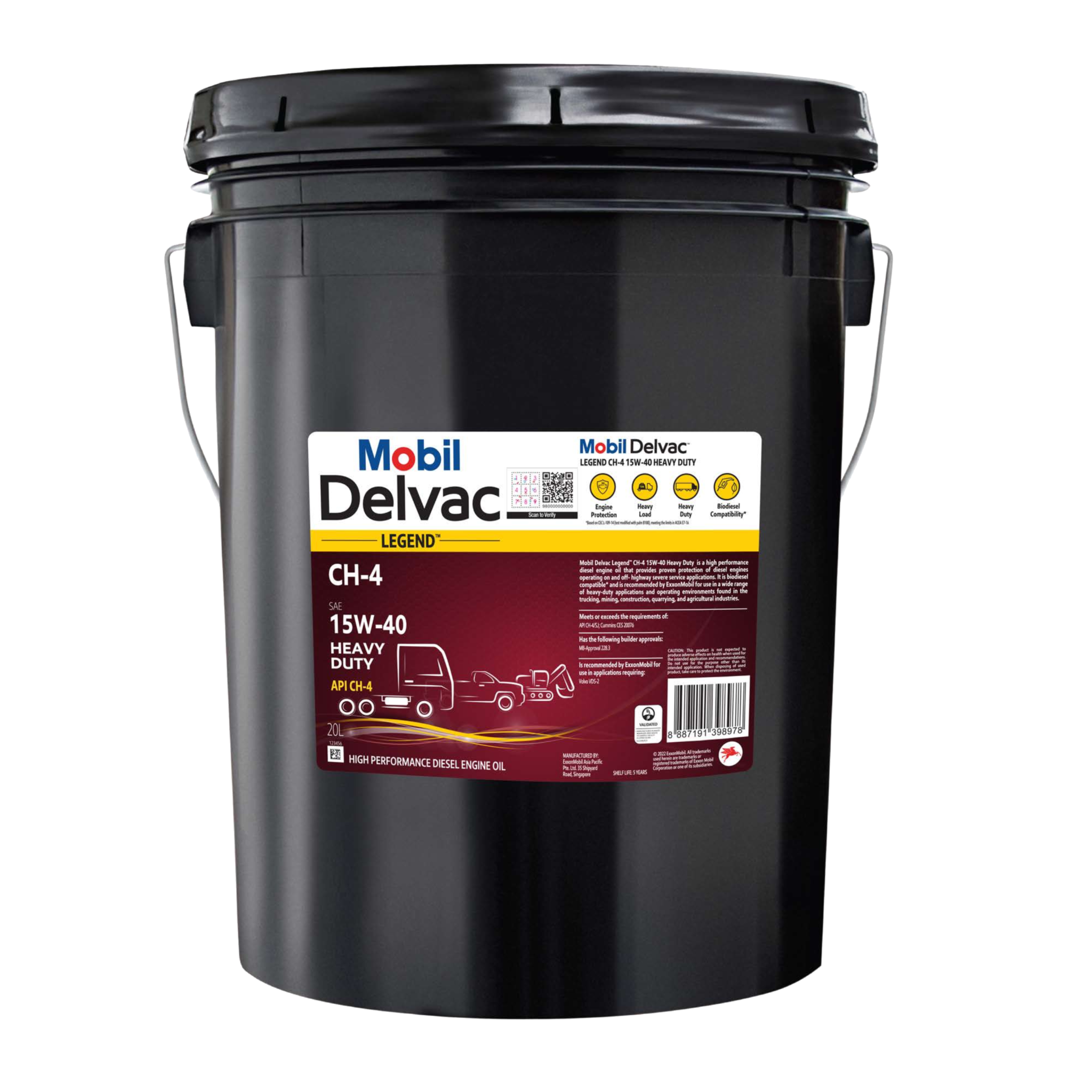 MOBIL DELVAC LEGEND CH-4 15W-40 HD PAIL  20L - Image 1